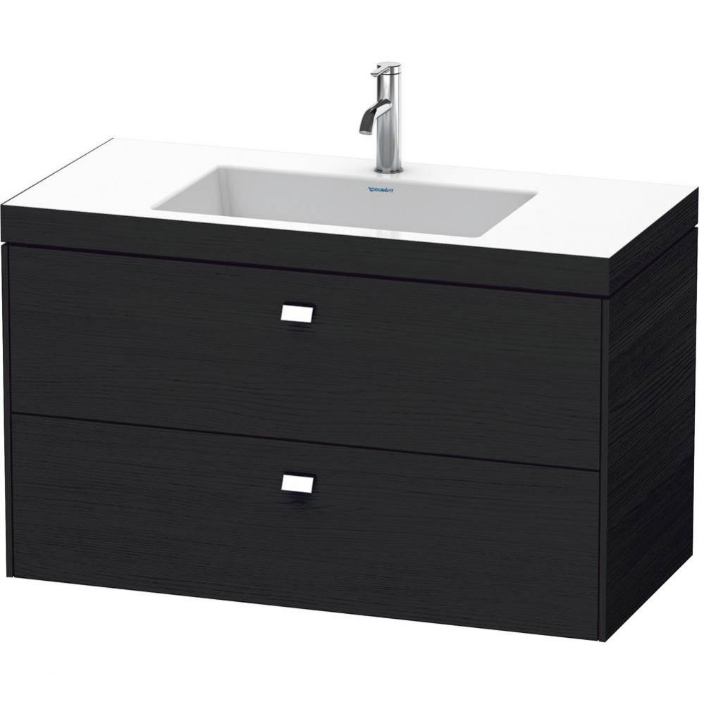 Brioso Two Drawer C-Bonded Wall-Mount Vanity Kit Oak Black