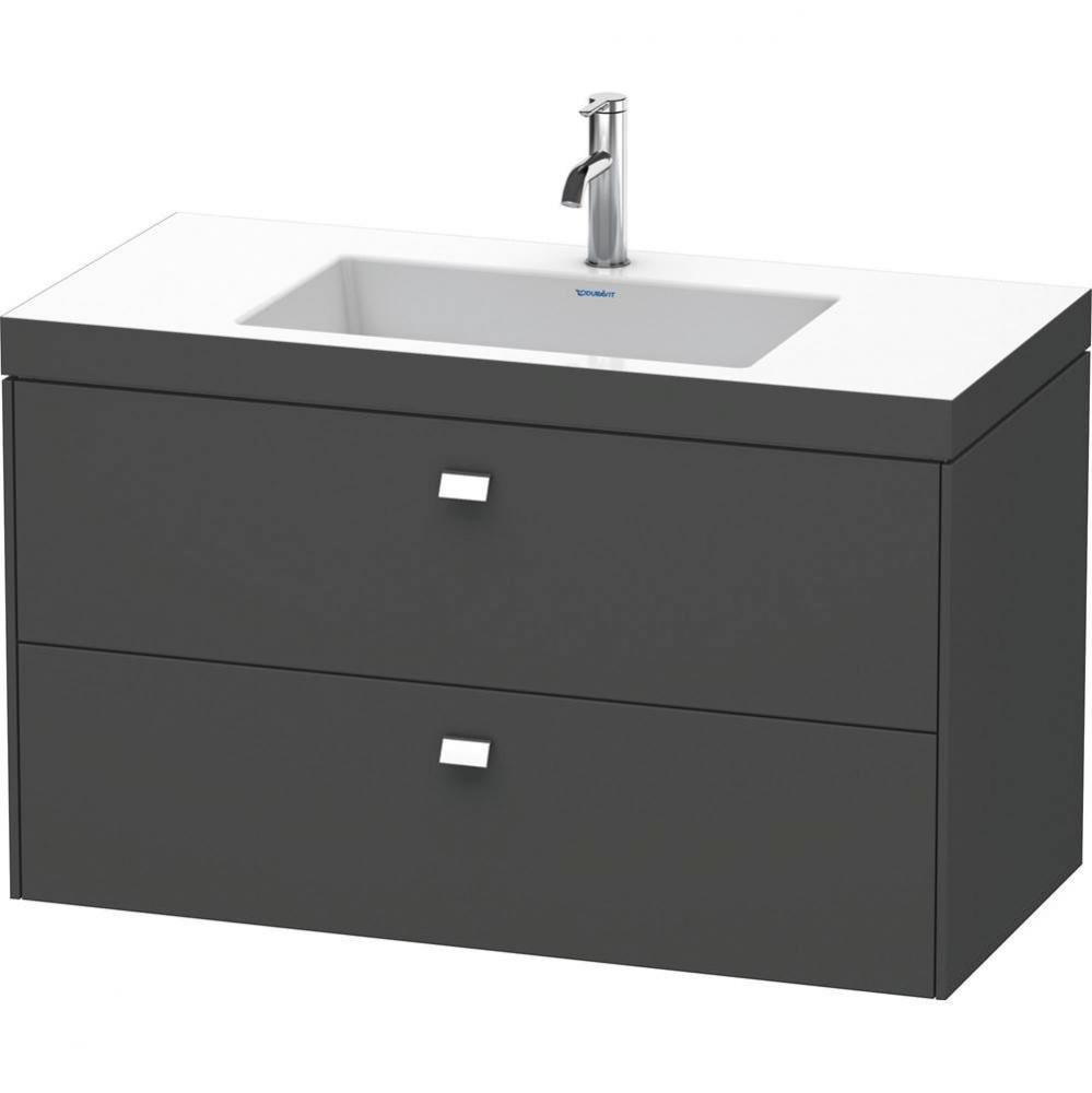 Brioso Two Drawer C-Bonded Wall-Mount Vanity Kit Walnut Dark