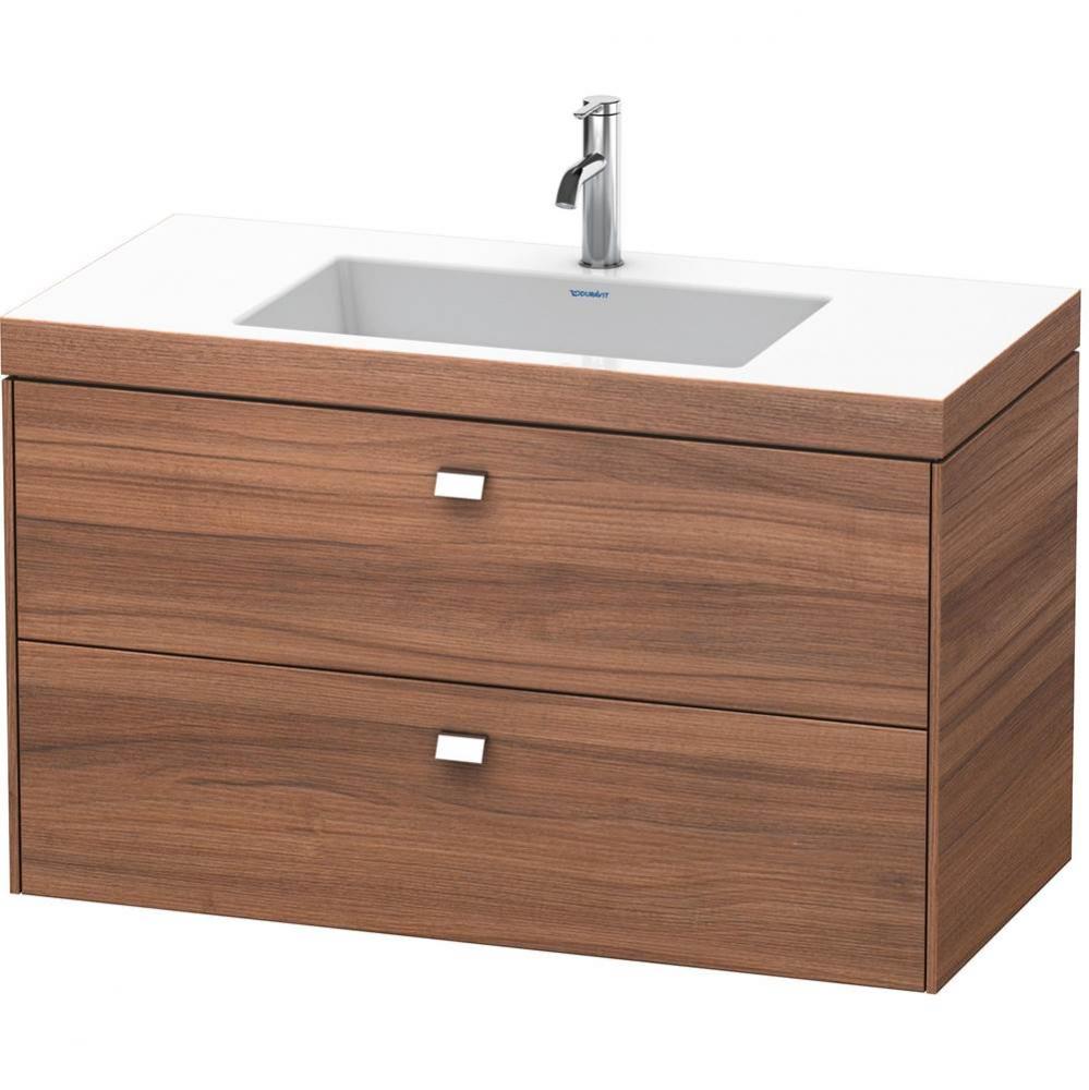 Brioso Two Drawer C-Bonded Wall-Mount Vanity Kit Walnut