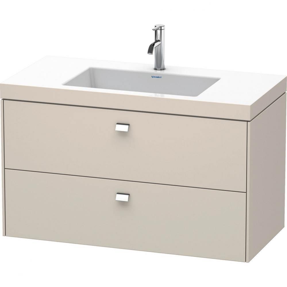 Brioso Two Drawer C-Bonded Wall-Mount Vanity Kit Taupe