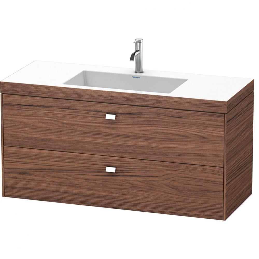 Brioso Two Drawer C-Bonded Wall-Mount Vanity Kit Walnut Dark