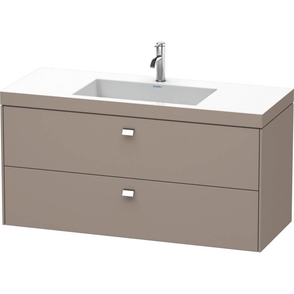 Duravit Brioso Two Drawer C-Bonded Wall-Mount Vanity Kit Basalt