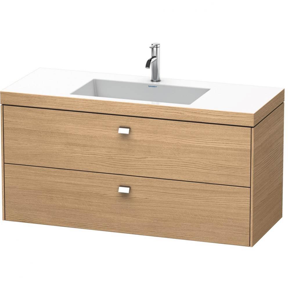 Duravit Brioso Two Drawer C-Bonded Wall-Mount Vanity Kit European Oak