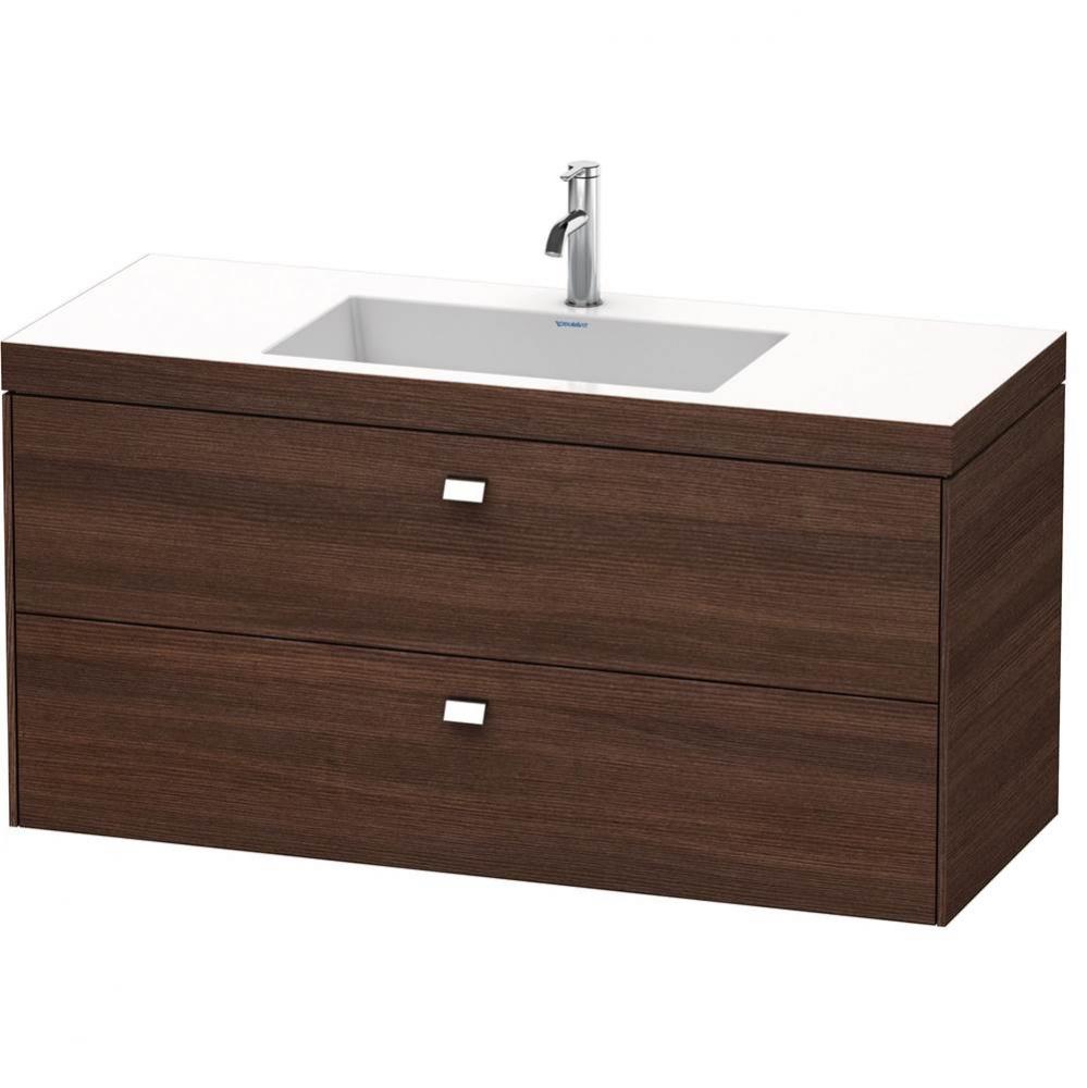 Duravit Brioso Two Drawer C-Bonded Wall-Mount Vanity Kit Chestnut Dark