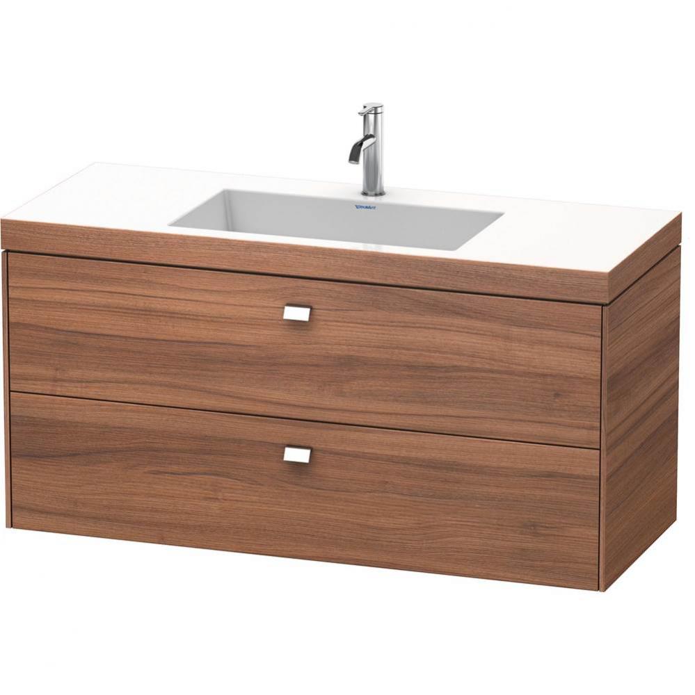 Brioso Two Drawer C-Bonded Wall-Mount Vanity Kit Walnut