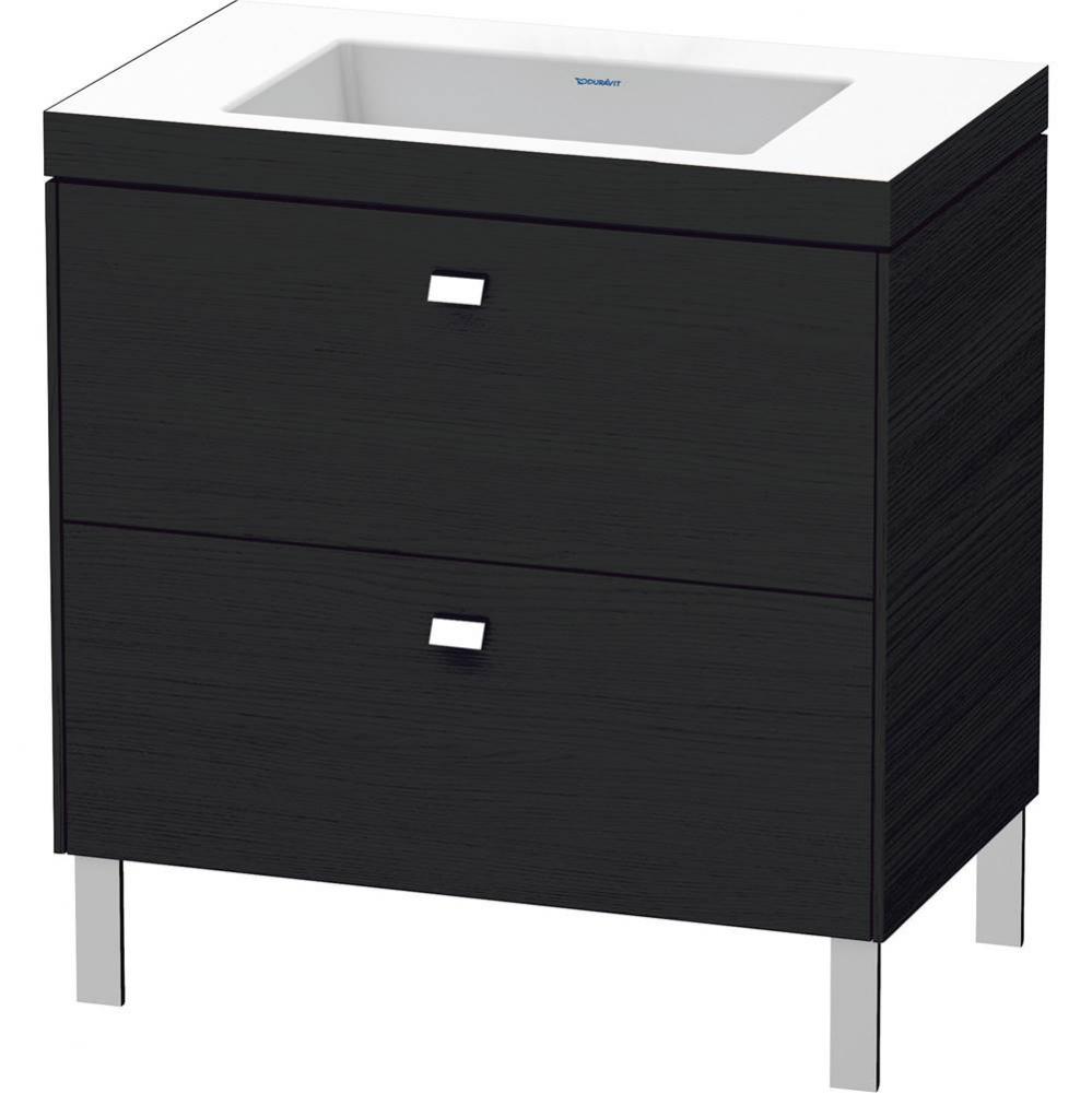 Brioso Two Drawer C-Bonded Floorstanding Vanity Kit Oak Black