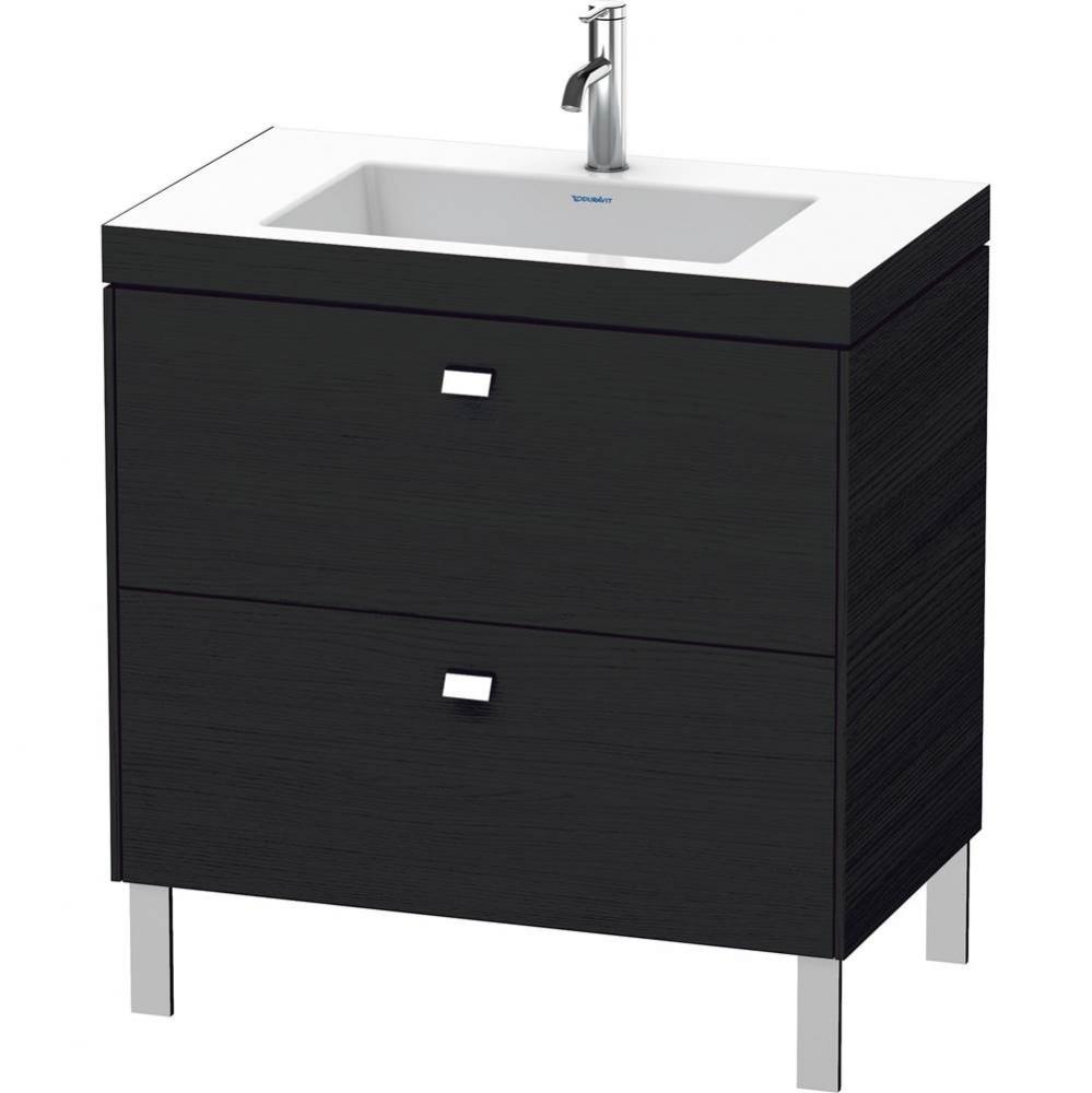 Brioso Two Drawer C-Bonded Floorstanding Vanity Kit Oak Black