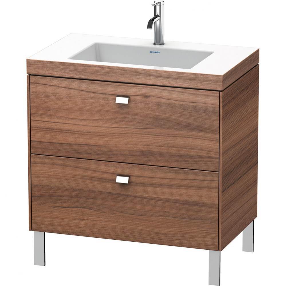 Brioso Two Drawer C-Bonded Floorstanding Vanity Kit Walnut