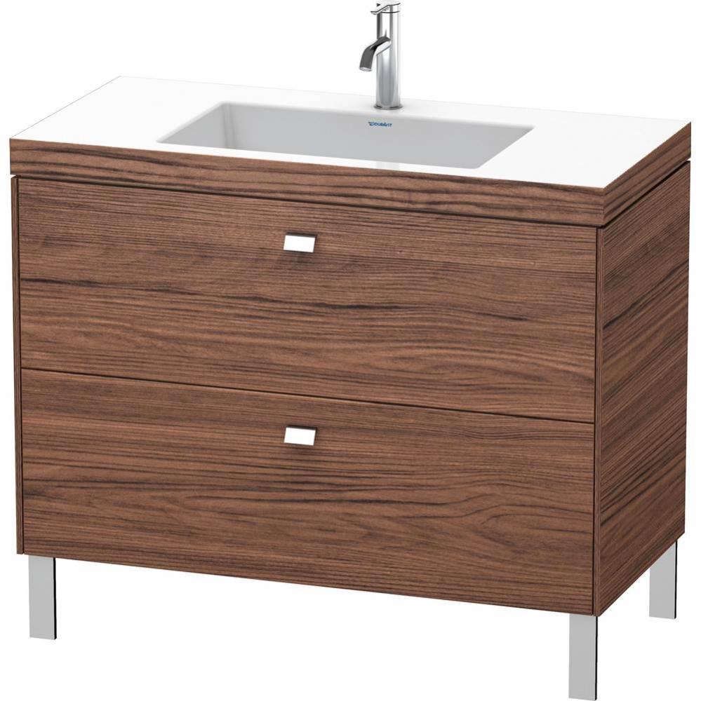 Brioso Two Drawer C-Bonded Floorstanding Vanity Kit Walnut Dark