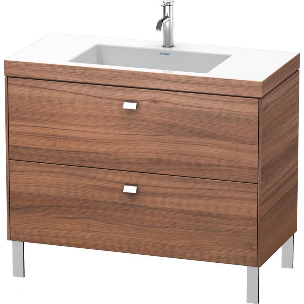 Brioso Two Drawer C-Bonded Floorstanding Vanity Kit Walnut