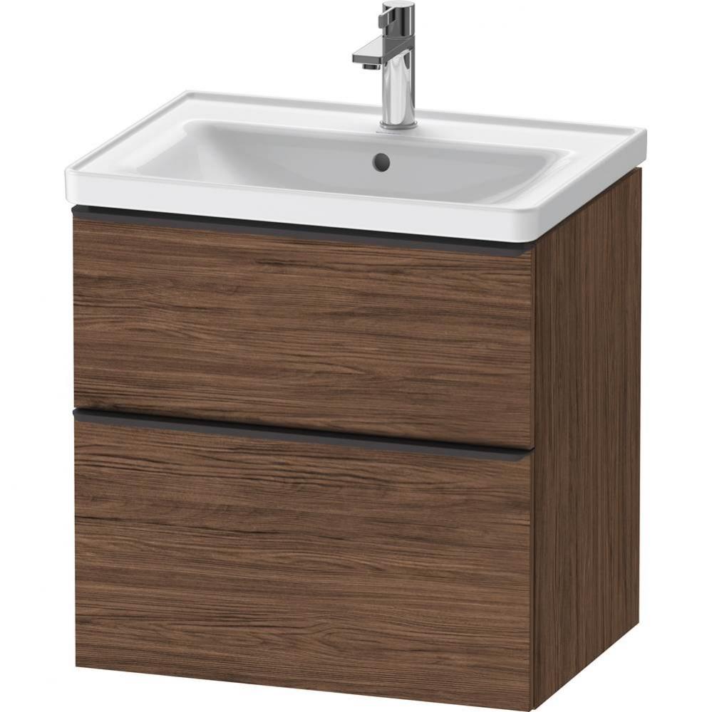 D-Neo One Drawer Wall-Mount Vanity Unit Walnut Dark