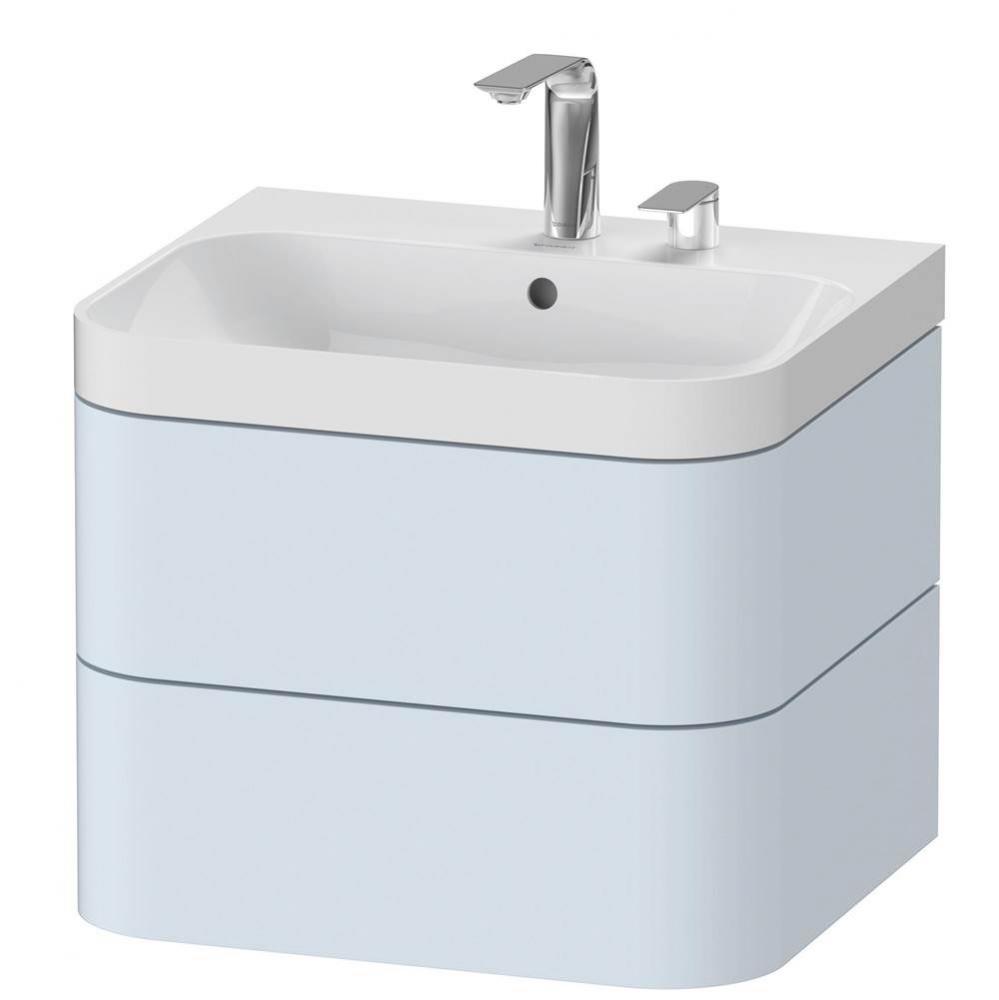 Duravit Happy D.2 Plus Two Drawer C-Shaped Wall-Mount Vanity Kit Light Blue