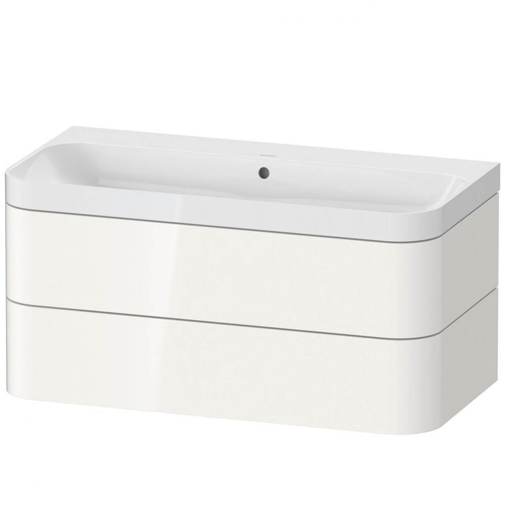 Happy D.2 Plus Two Drawer C-Shaped Wall-Mount Vanity Kit White