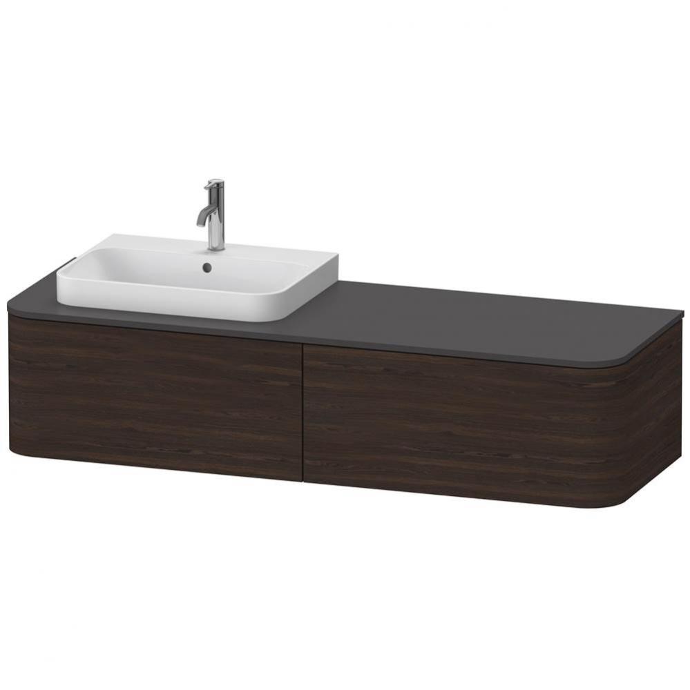 Happy D.2 Plus Two Drawer Wall-Mount Vanity Unit Walnut Brushed