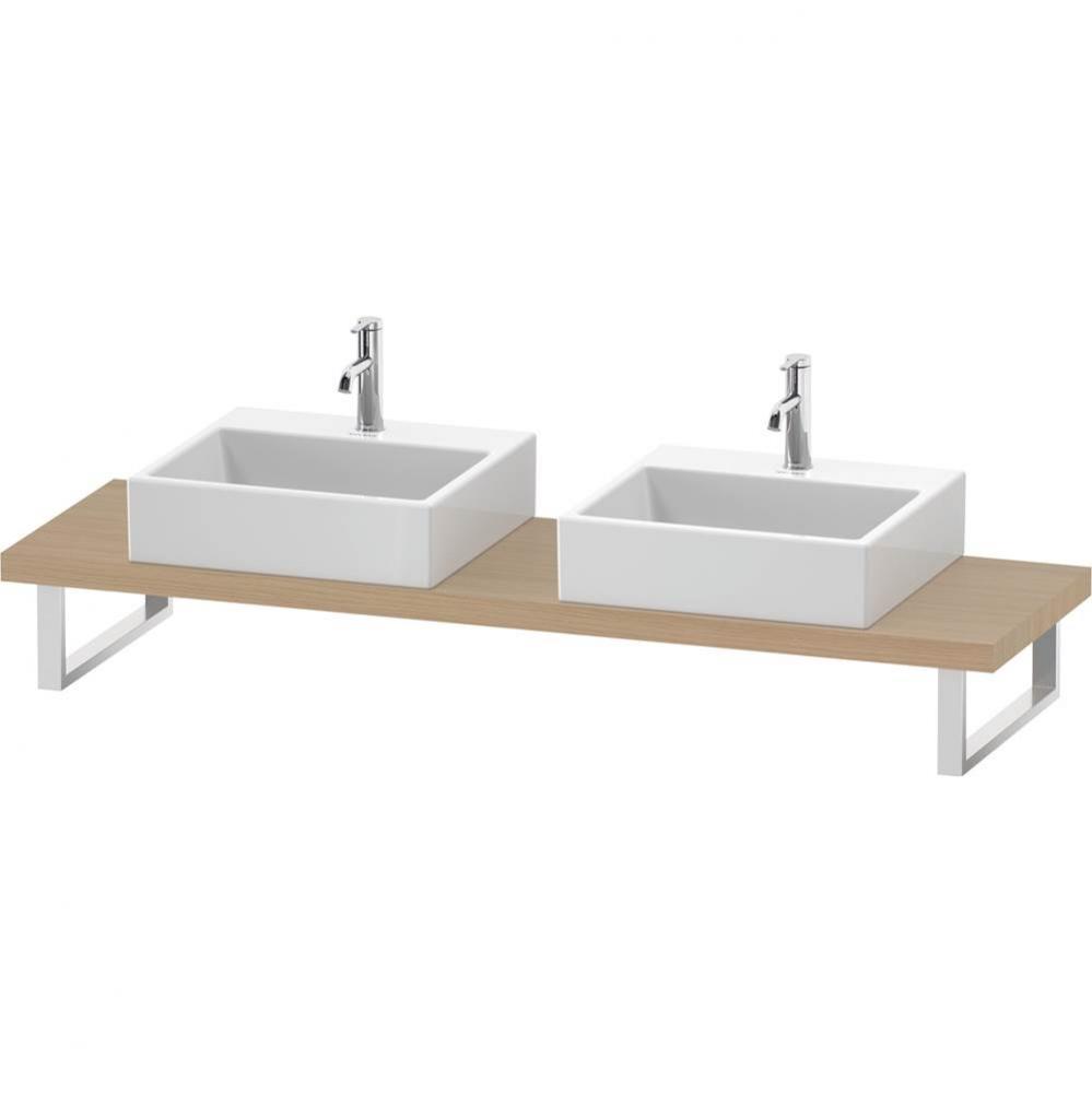 L-Cube Console with Two Sink Cut-Outs Mediterranean Oak