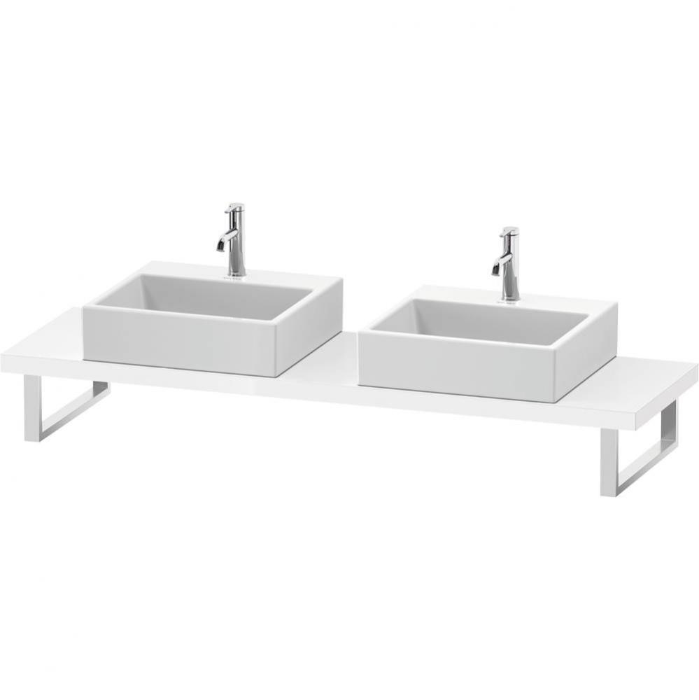 L-Cube Console with Two Sink Cut-Outs White