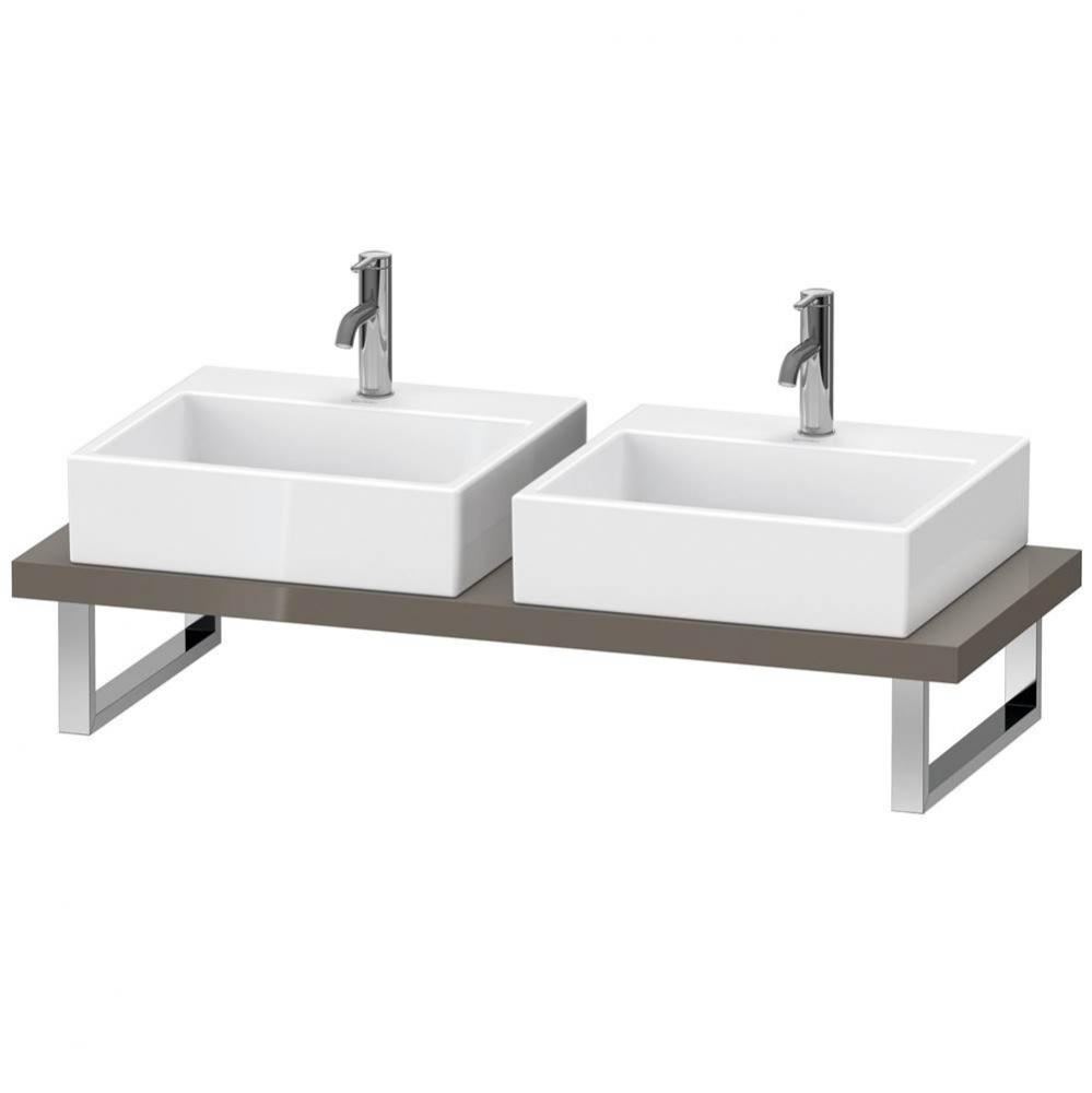 Duravit L-Cube Console with Two Sink Cut-Outs Flannel Gray