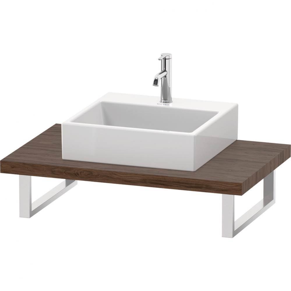 L-Cube Console with One Sink Cut-Out Walnut Dark