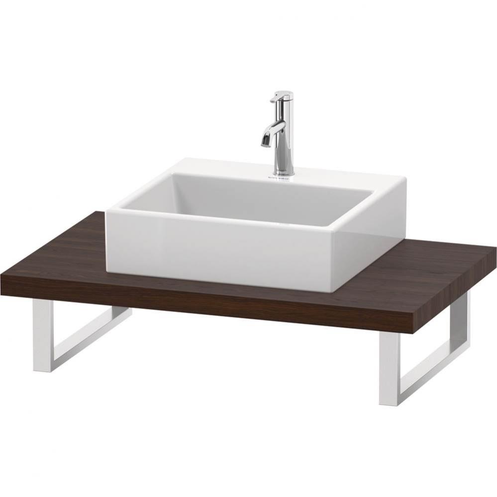 L-Cube Console with One Sink Cut-Out Walnut Brushed