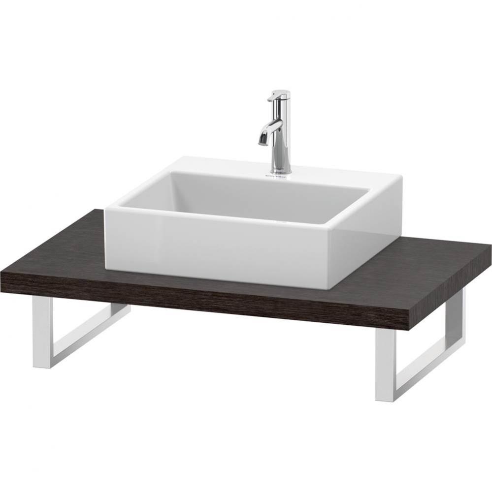 L-Cube Console with One Sink Cut-Out Dark Brushed Oak