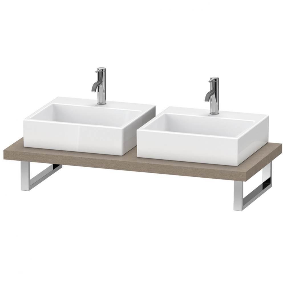 Duravit L-Cube Console with Two Sink Cut-Outs Cashmere Oak