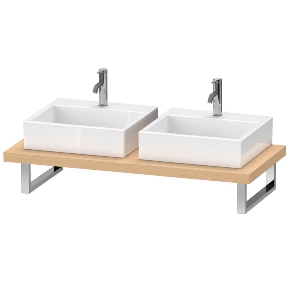 Duravit L-Cube Console with Two Sink Cut-Outs Brushed Oak