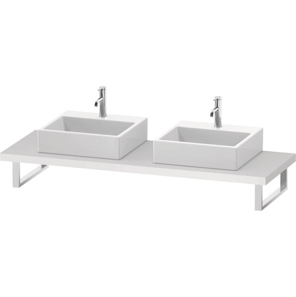 L-Cube Console with Two Sink Cut-Outs White