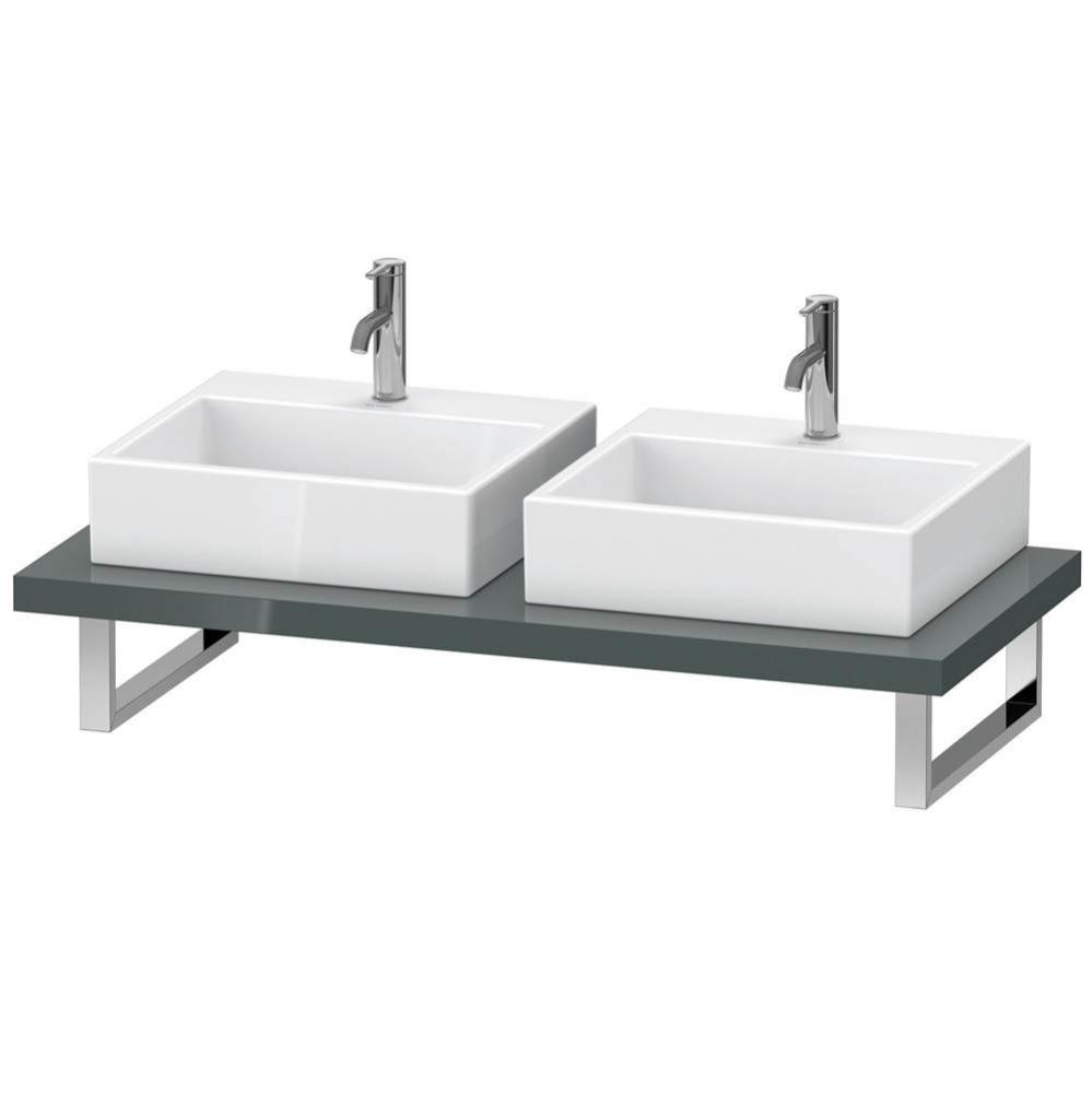 Duravit L-Cube Console with Two Sink Cut-Outs Dolomite Gray