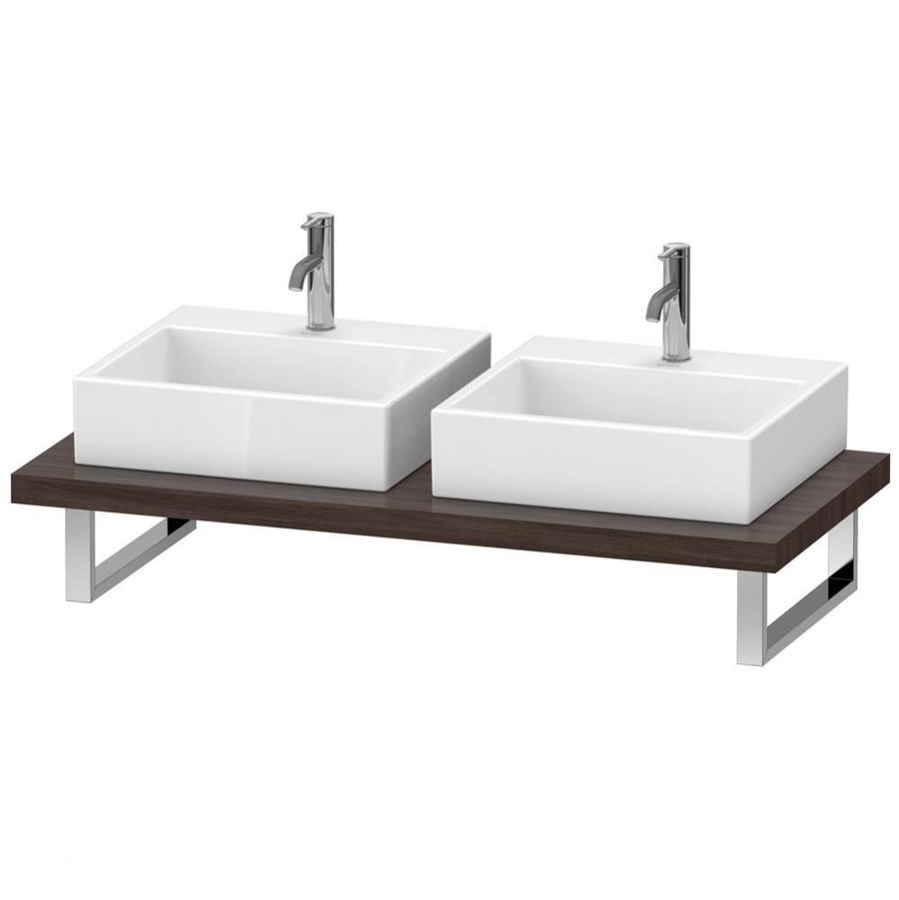 Duravit L-Cube Console with Two Sink Cut-Outs Chestnut Dark