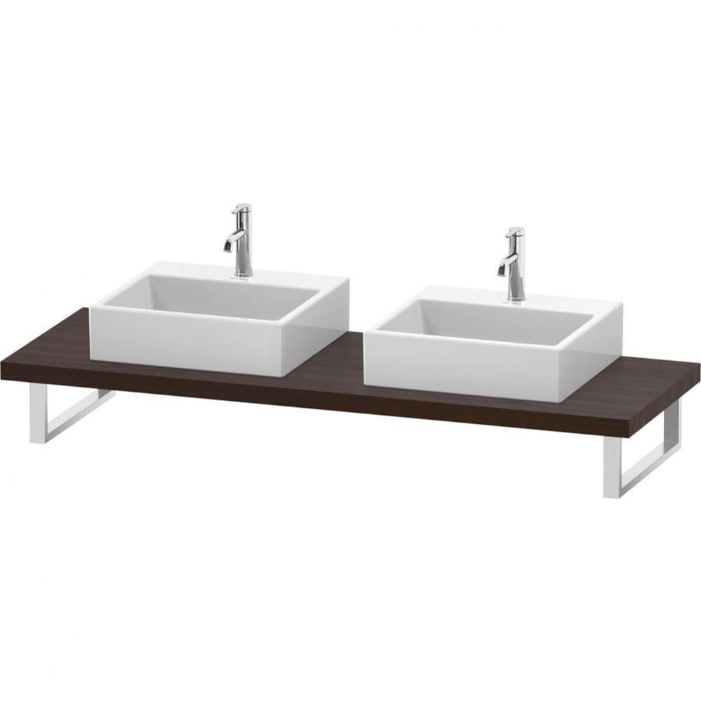 L-Cube Console with Two Sink Cut-Outs Walnut Brushed