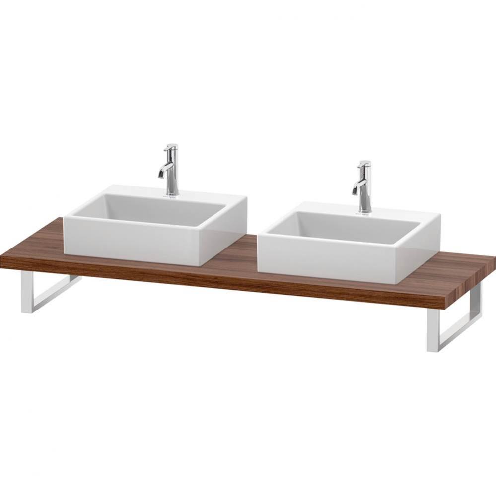 L-Cube Console with Two Sink Cut-Outs Walnut