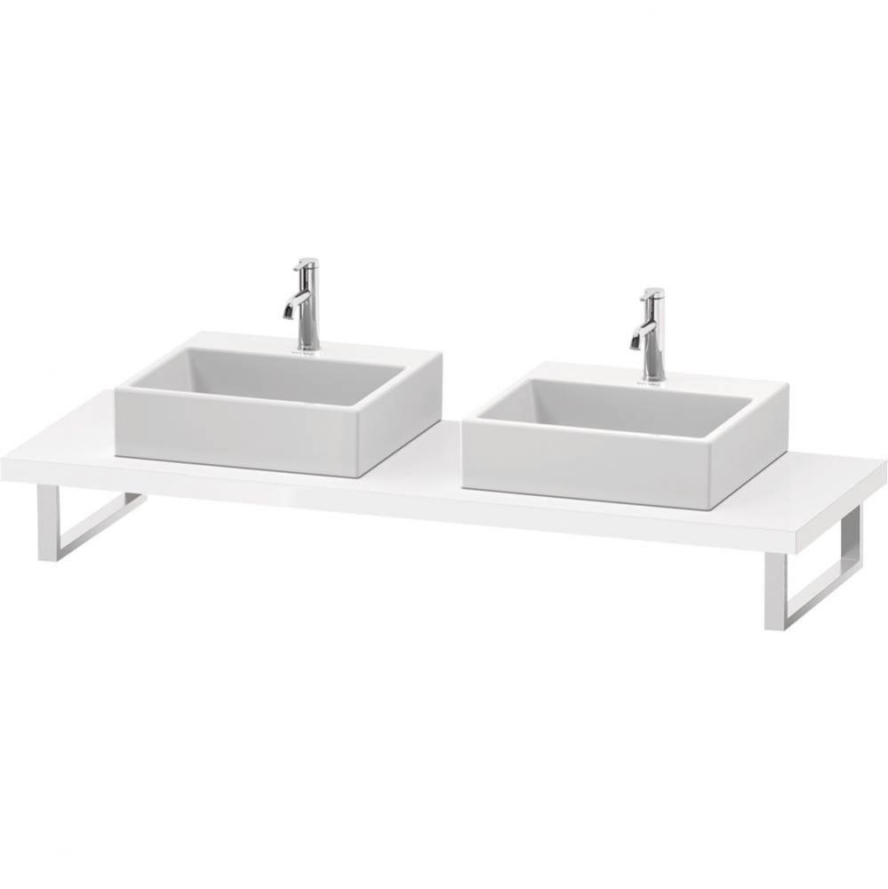 L-Cube Console with Two Sink Cut-Outs White