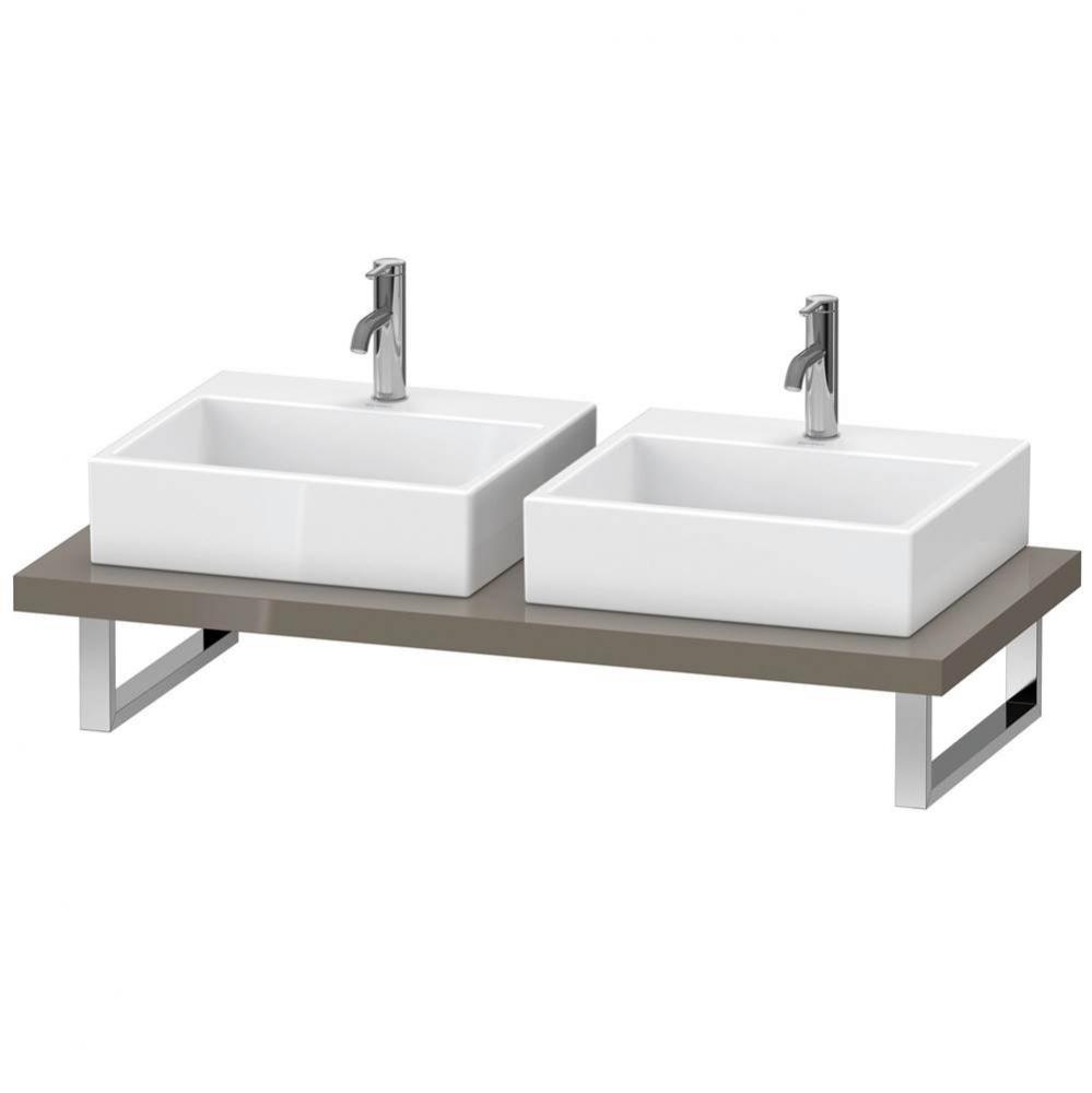 Duravit L-Cube Console with Two Sink Cut-Outs Flannel Gray