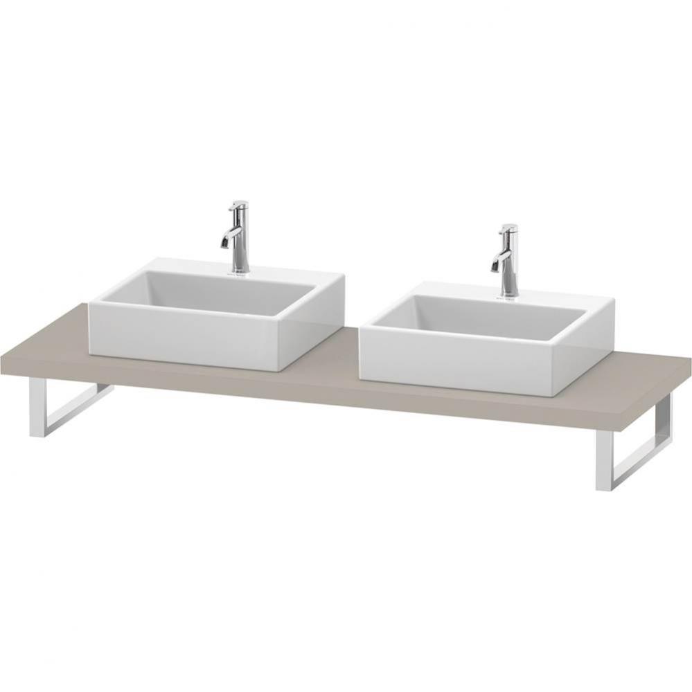 L-Cube Console with Two Sink Cut-Outs Taupe