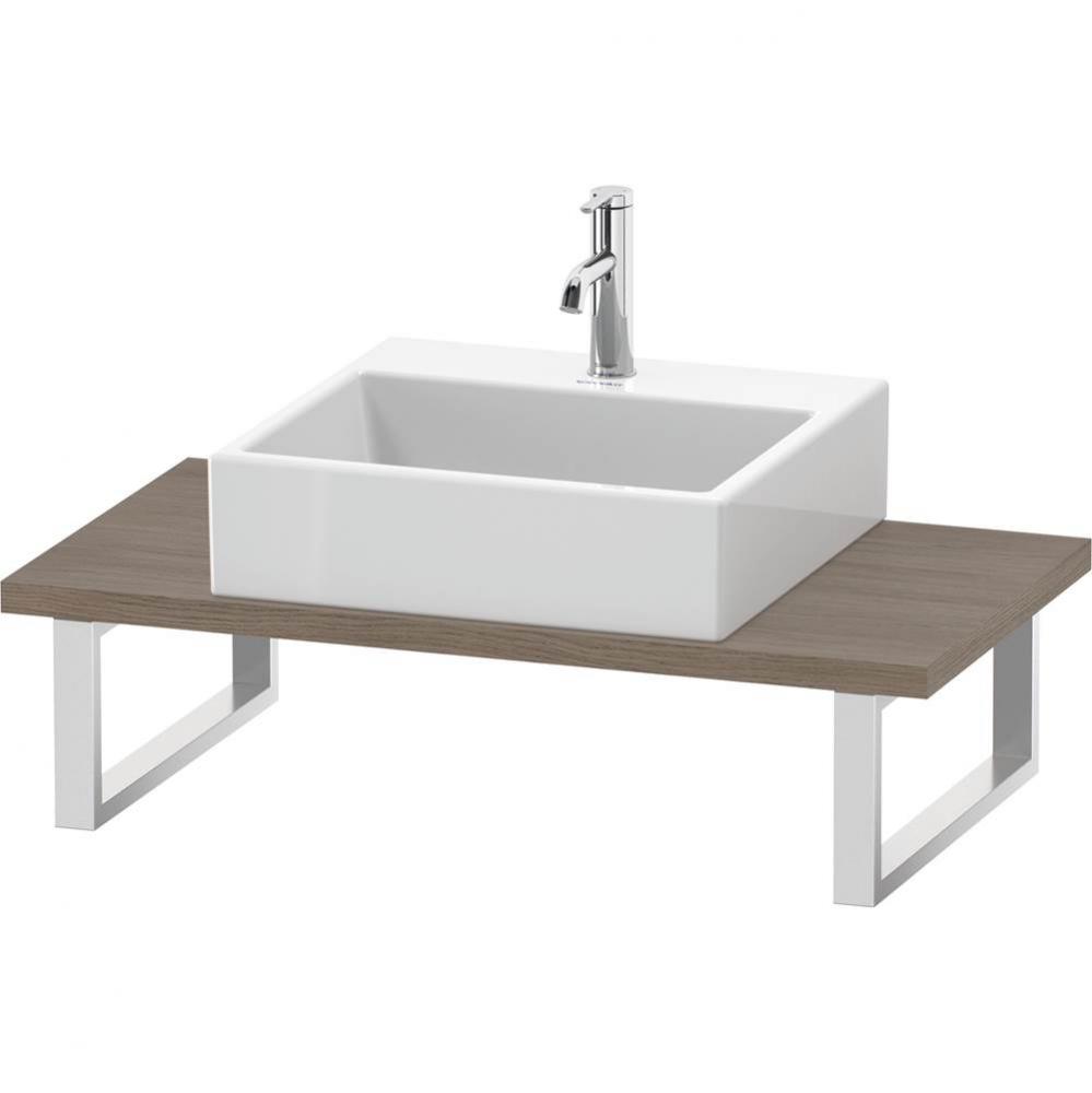 L-Cube Console with One Sink Cut-Out Oak Terra