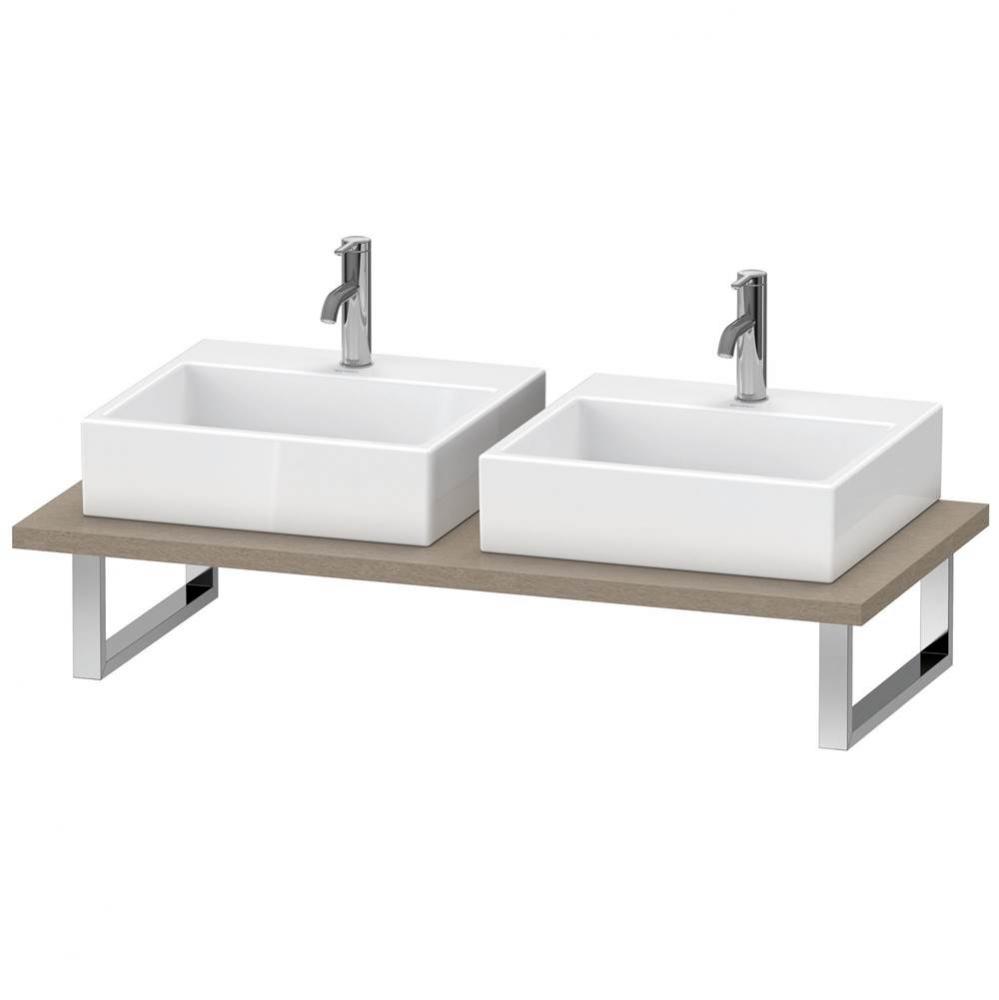 Duravit L-Cube Console with Two Sink Cut-Outs Cashmere Oak