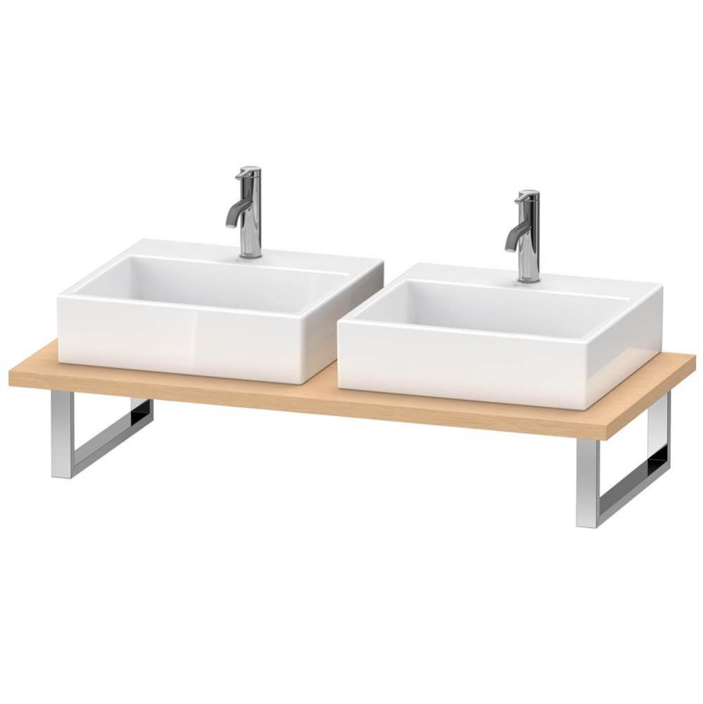 Duravit L-Cube Console with Two Sink Cut-Outs Brushed Oak