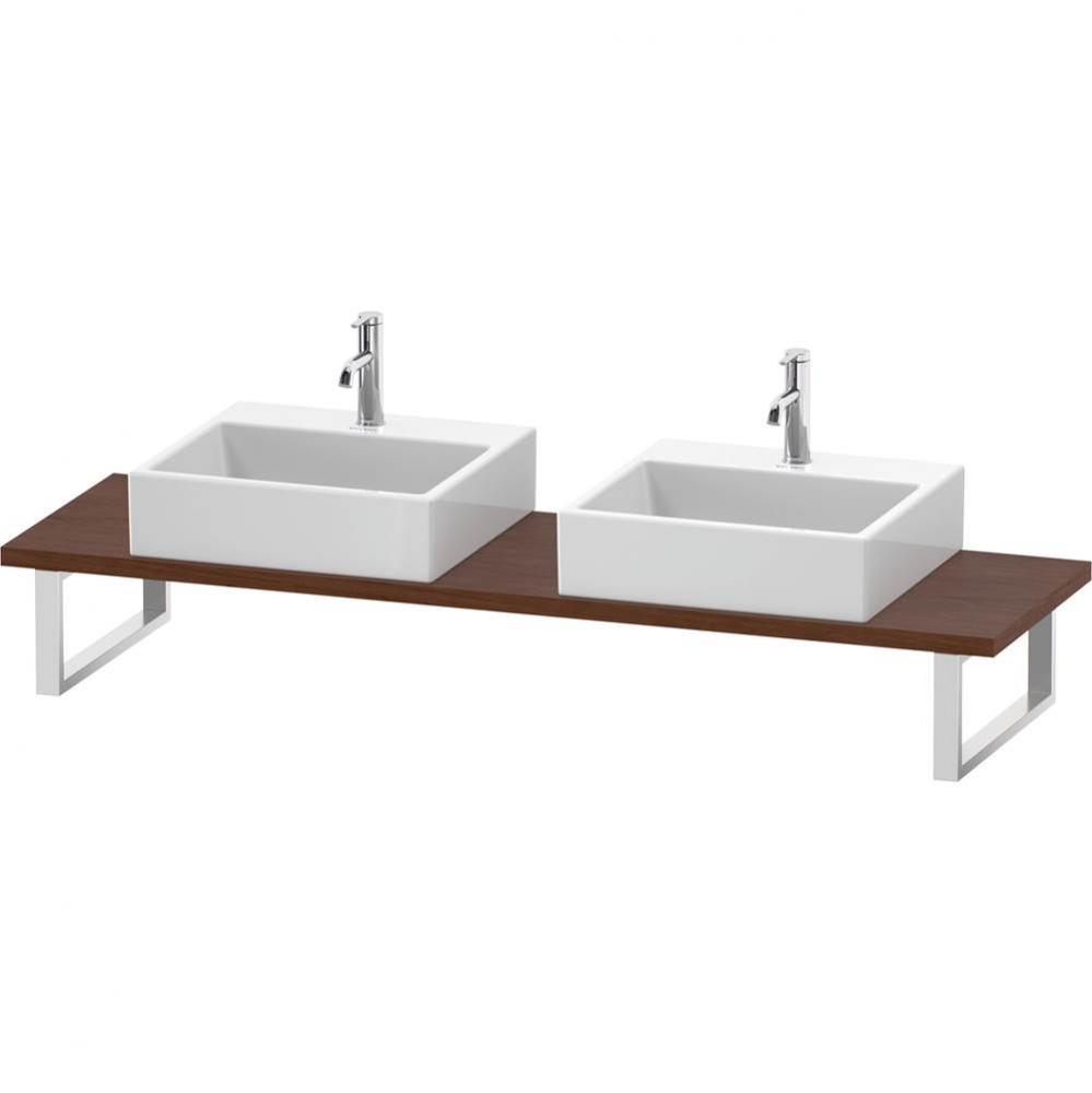 L-Cube Console with Two Sink Cut-Outs American Walnut