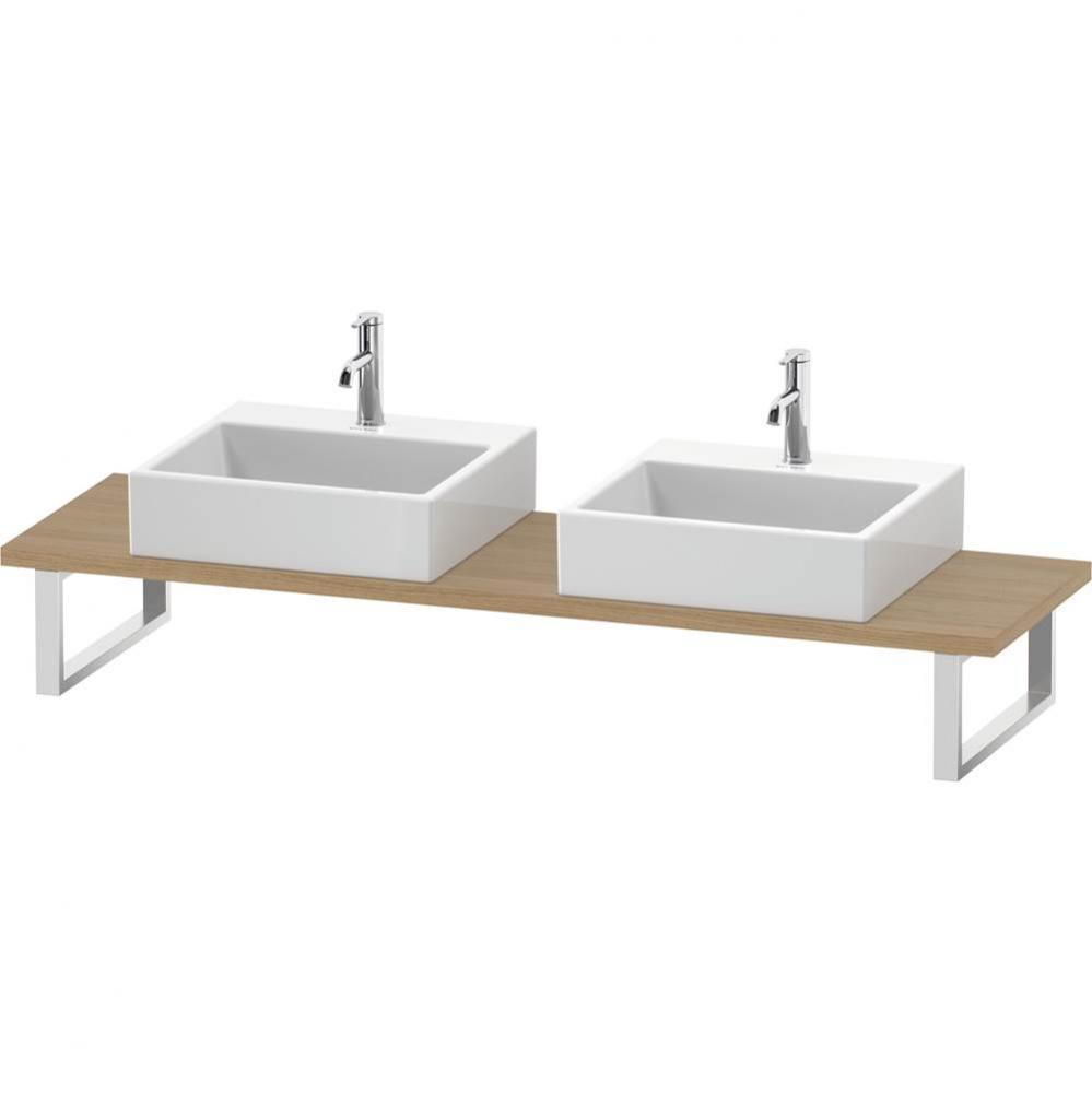 L-Cube Console with Two Sink Cut-Outs Natural Oak