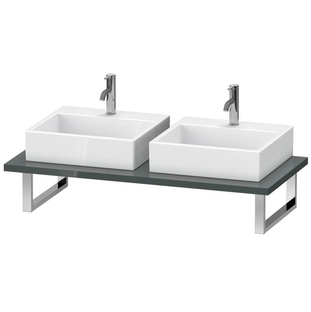 Duravit L-Cube Console with Two Sink Cut-Outs Dolomite Gray