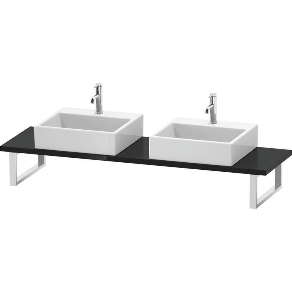 L-Cube Console with Two Sink Cut-Outs Black