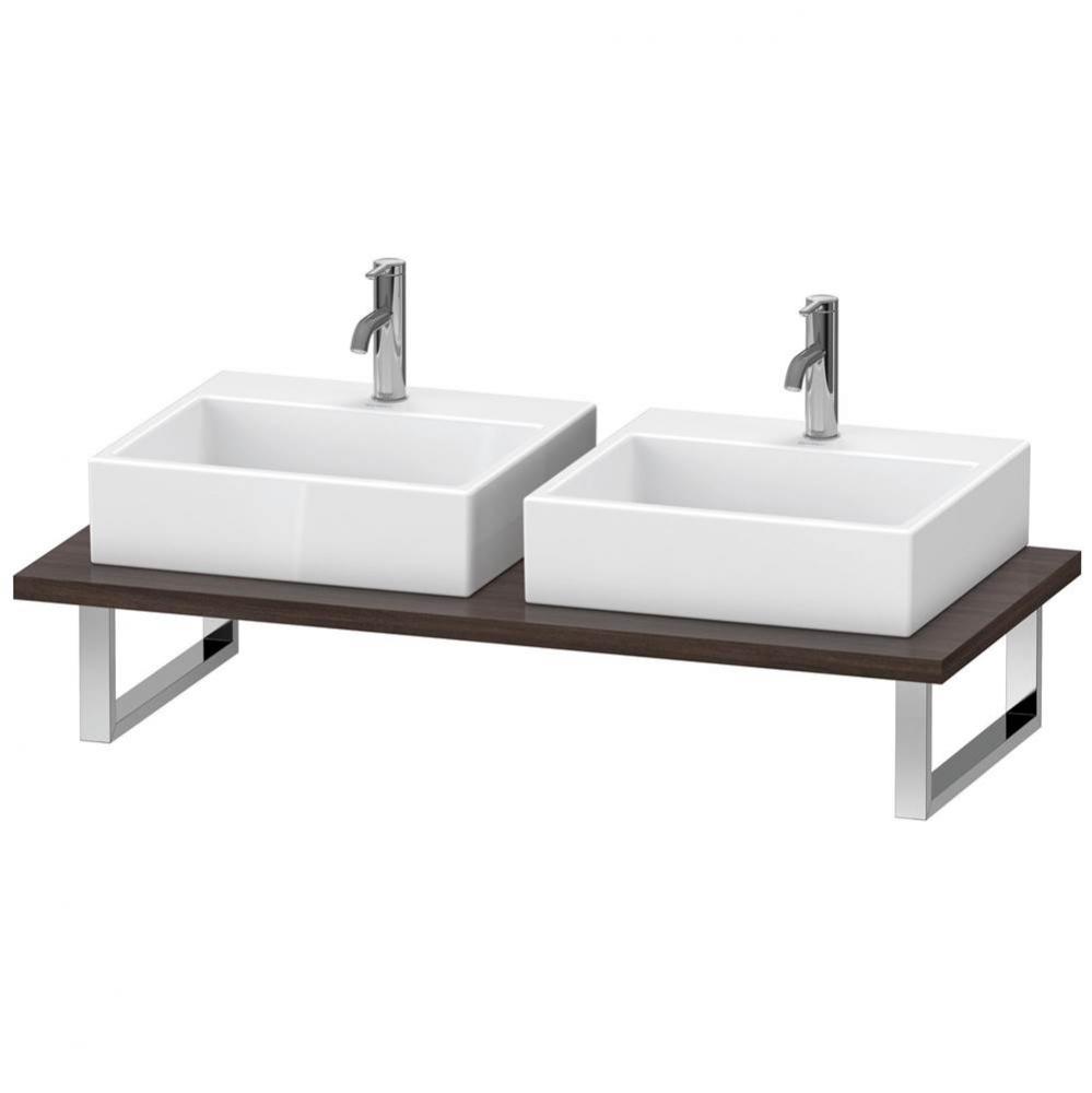 Duravit L-Cube Console with Two Sink Cut-Outs Chestnut Dark