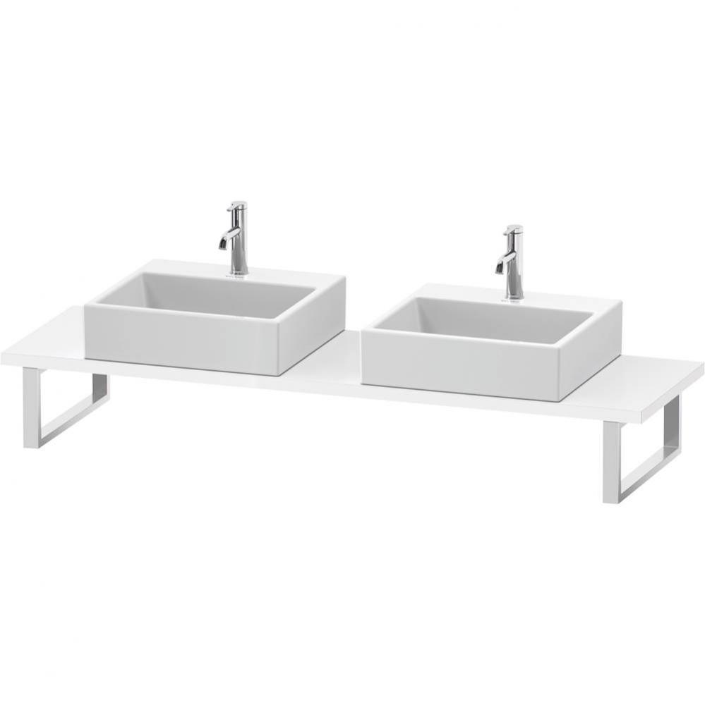 L-Cube Console with Two Sink Cut-Outs White