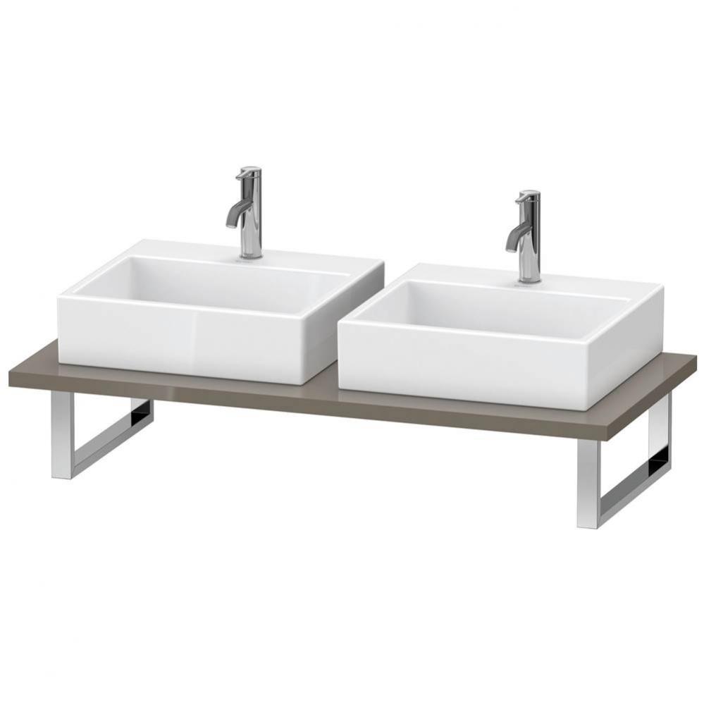 Duravit L-Cube Console with Two Sink Cut-Outs Flannel Gray