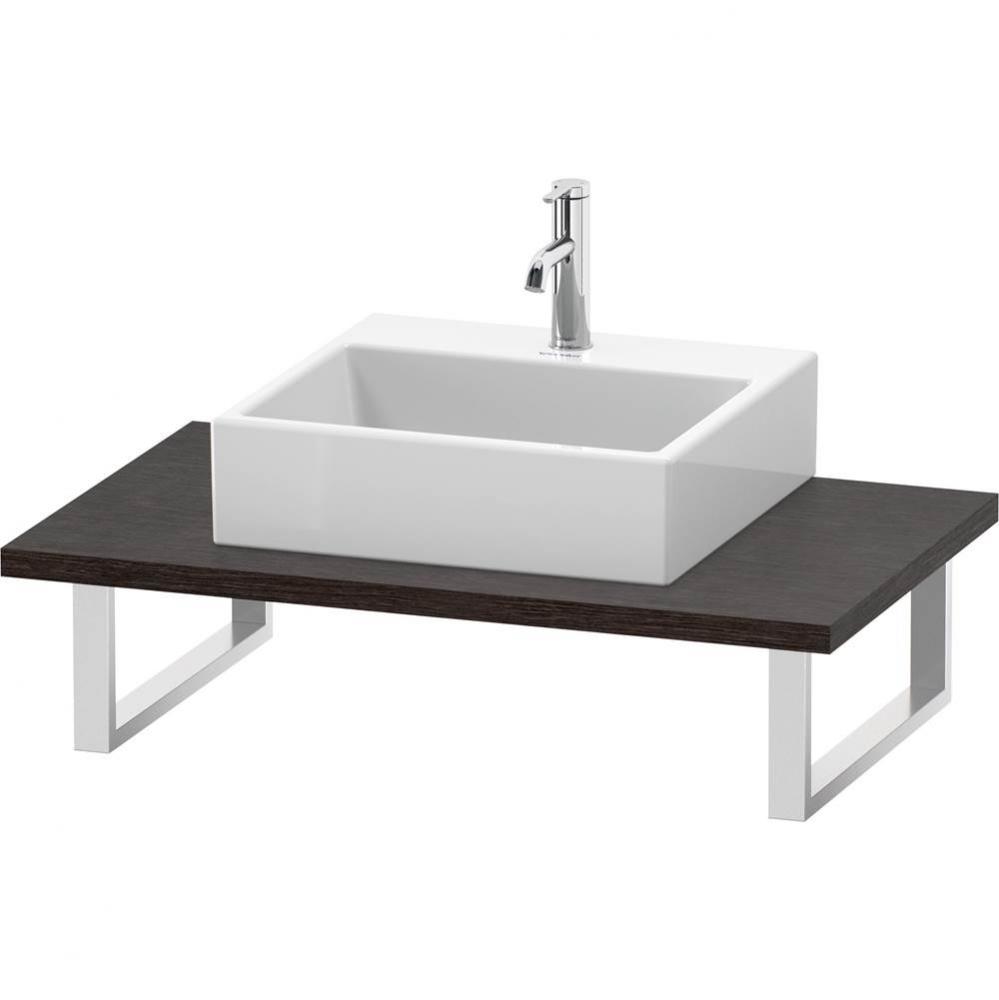 L-Cube Console with One Sink Cut-Out Dark Brushed Oak