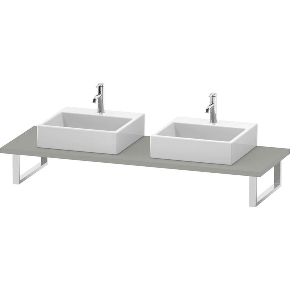 L-Cube Console with Two Sink Cut-Outs Concrete Gray