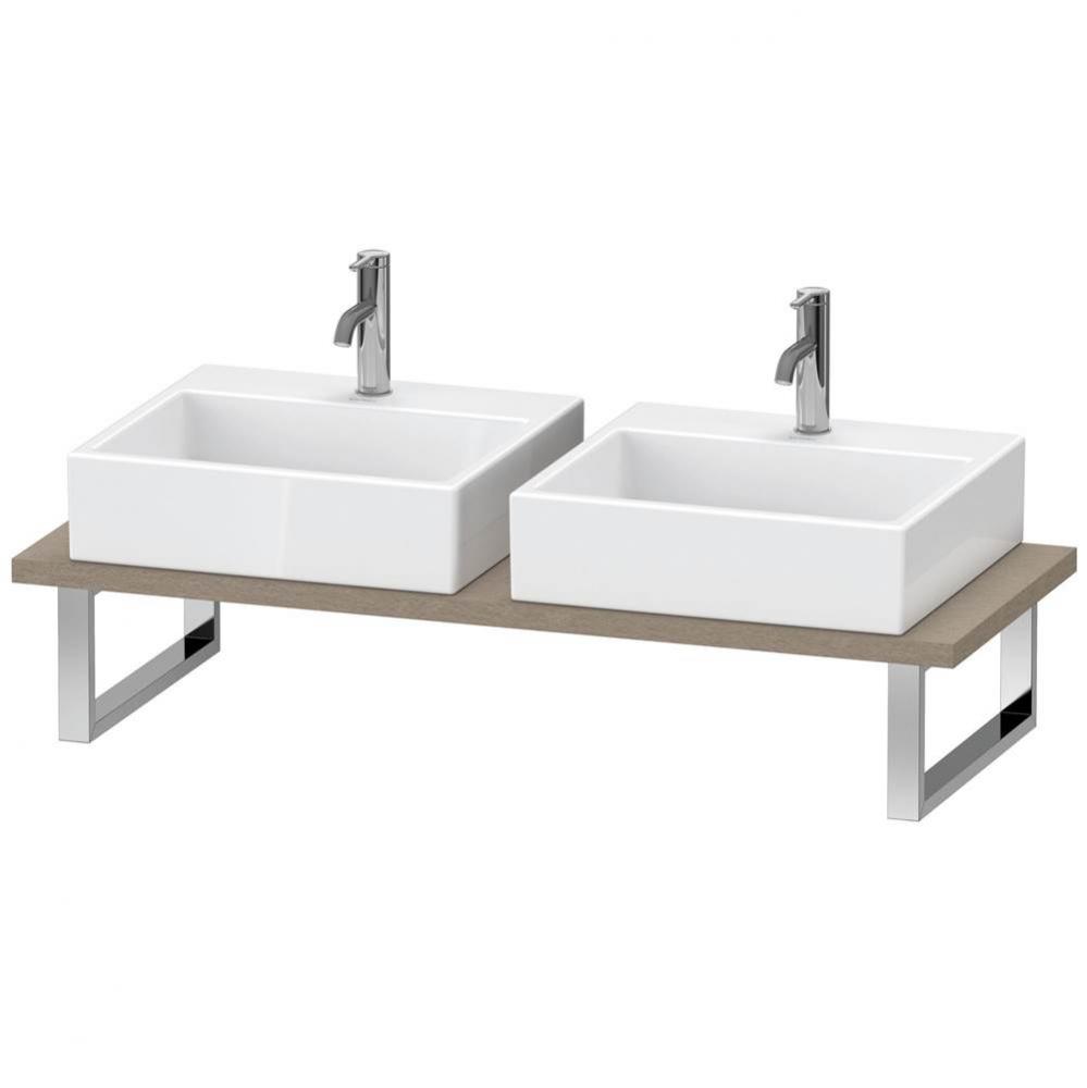 Duravit L-Cube Console with Two Sink Cut-Outs Cashmere Oak