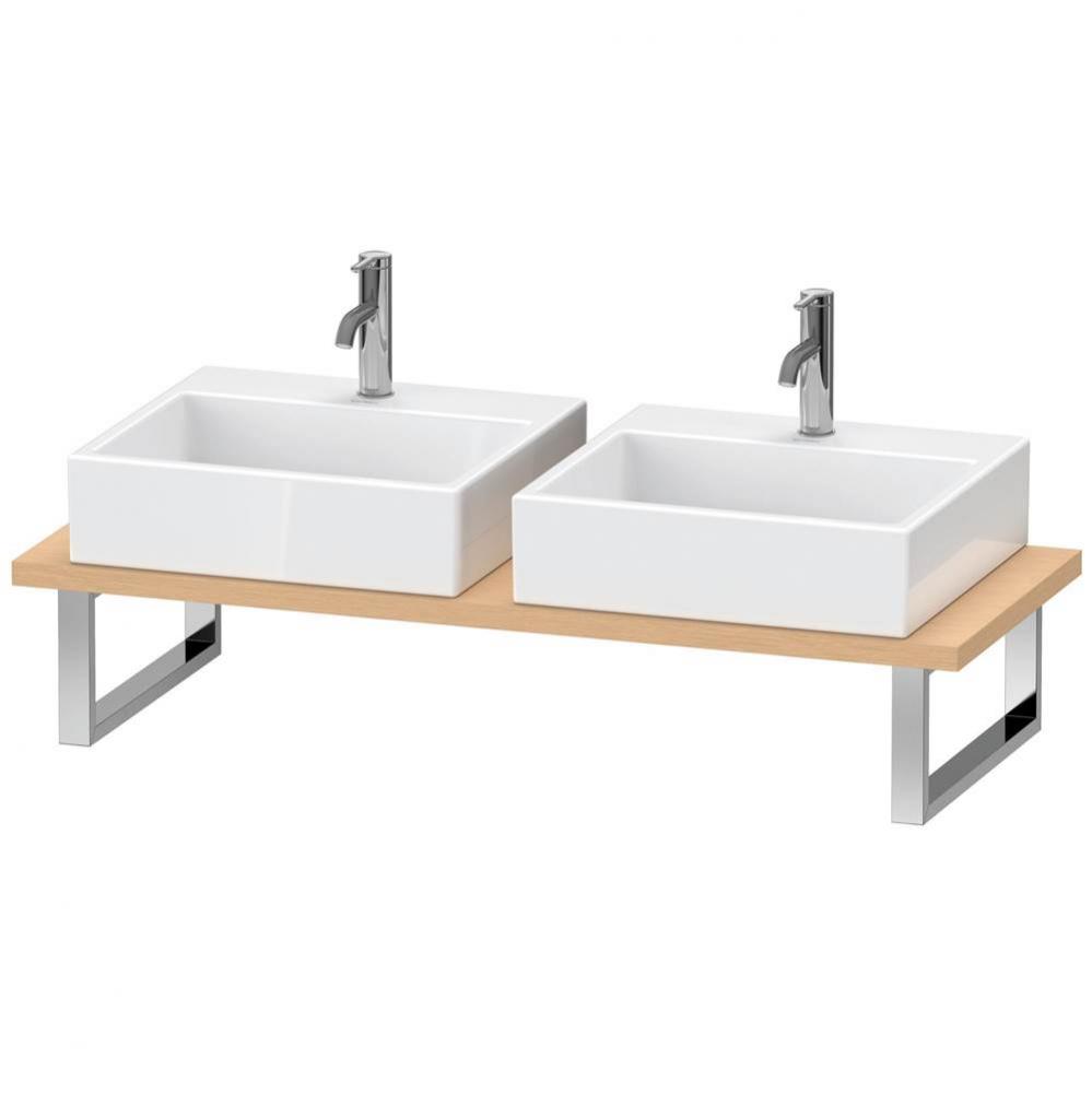 Duravit L-Cube Console with Two Sink Cut-Outs Brushed Oak