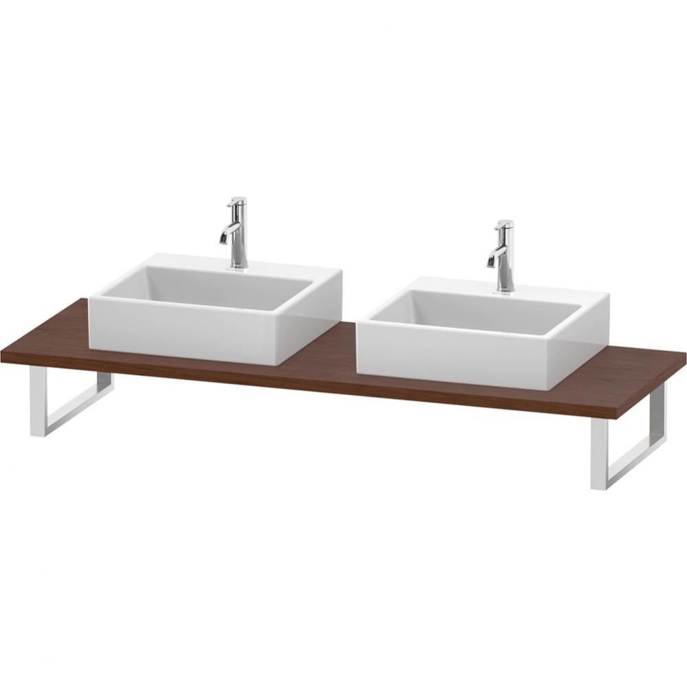 L-Cube Console with Two Sink Cut-Outs American Walnut