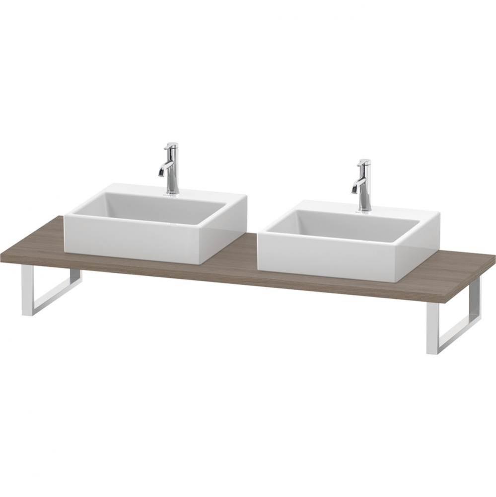 L-Cube Console with Two Sink Cut-Outs Oak Terra